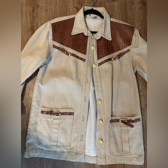 Vintage David David Denim Jacket with Leather Accents - Picture 2 of 6